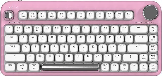 Alt view image 5 of 12 - Azio IK408 IZO Wireless BT5/USB PC & Mac Mechanical Keyboard, Pre-Lubed Red Switches, Pink Blossom