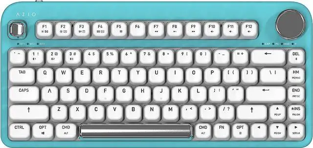 Alt view image 5 of 12 - Azio IK409 IZO Wireless BT5/USB PC & Mac Mechanical Keyboard, Pre-Lubed Red Switches, Mint Daisy