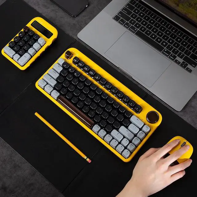 Alt view image 6 of 6 - Azio IZO Wireless BT5/USB PC & Mac Mechanical Keyboard, Pre-Lubed Red Switches, Golden Iris (IK412)