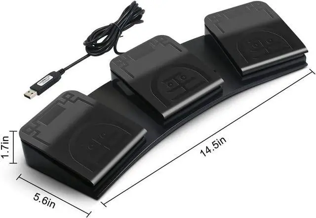 Alt view image 3 of 7 - Foot Pedal PC USB Triple Foot Switch Programmable Computer Keyboard Shortcut Key Customized Combination Key One Key Move for Video Game Office Equiment Control HID (Mechanical Switch)