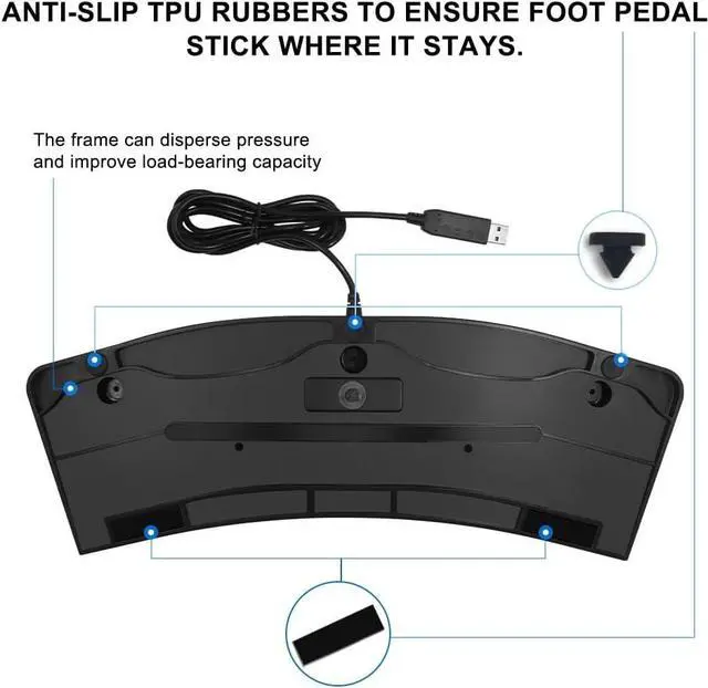 Alt view image 5 of 7 - Foot Pedal PC USB Triple Foot Switch Programmable Computer Keyboard Shortcut Key Customized Combination Key One Key Move for Video Game Office Equiment Control HID (Mechanical Switch)