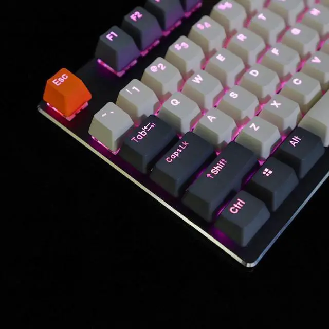 Alt view image 3 of 7 - YMDK Double Shot 122 Dyed PBT Shine Through OEM Profile Keycap Rainbow Carbon Sunset Backlit Keycaps for MX Switches Mechanical KeyboardOnly Keycap (Carbon 122 Key)