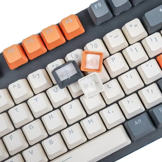 Alt view image 4 of 7 - YMDK Double Shot 122 Dyed PBT Shine Through OEM Profile Keycap Rainbow Carbon Sunset Backlit Keycaps for MX Switches Mechanical KeyboardOnly Keycap (Carbon 122 Key)