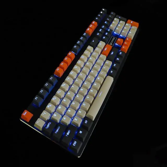 Alt view image 7 of 7 - YMDK Double Shot 122 Dyed PBT Shine Through OEM Profile Keycap Rainbow Carbon Sunset Backlit Keycaps for MX Switches Mechanical KeyboardOnly Keycap (Carbon 122 Key)