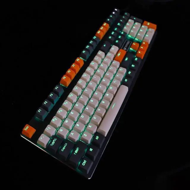 Alt view image 6 of 7 - YMDK Double Shot 122 Dyed PBT Shine Through OEM Profile Keycap Rainbow Carbon Sunset Backlit Keycaps for MX Switches Mechanical KeyboardOnly Keycap (Carbon 122 Key)