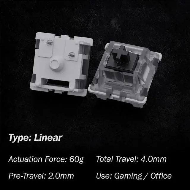 Alt view image 2 of 7 - Gateron KS-9 RGB Mechanical MX Type Key Switch - Clear top (65 Pcs, Black)