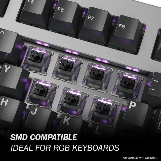 Alt view image 3 of 7 - Gateron KS-9 RGB Mechanical MX Type Key Switch - Clear top (65 Pcs, Black)