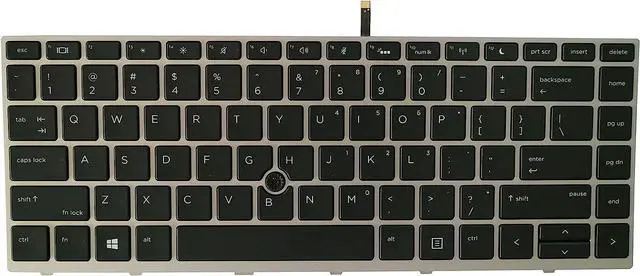 Main image of AUTENS Replacement US Keyboard for HP ProBook 640 G4 / 645 G4 / 640 G5 Laptop Silver Frame with Pointer Backlight