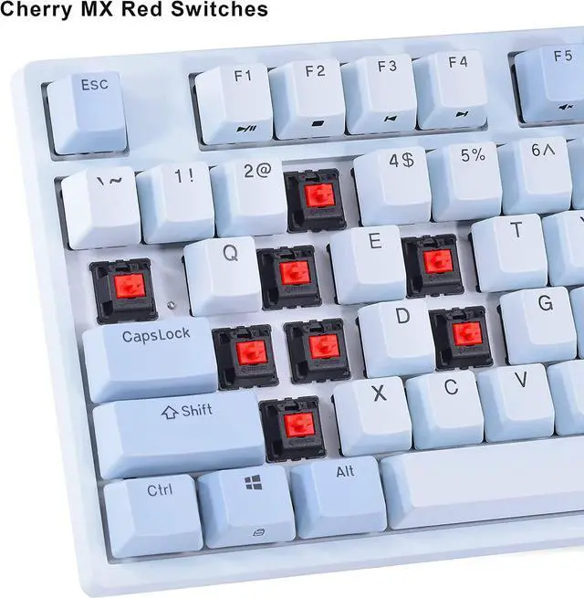 Alt view image 2 of 6 - Durgod Taurus K320 TKL Mechanical Keyboard | 87 Keys Tenkeyless | USB C Wired | Doubleshot PBT Keycaps | Programmable Keys | NKRO Rollover | Windows & Mac (Haze BlueCherry Red)