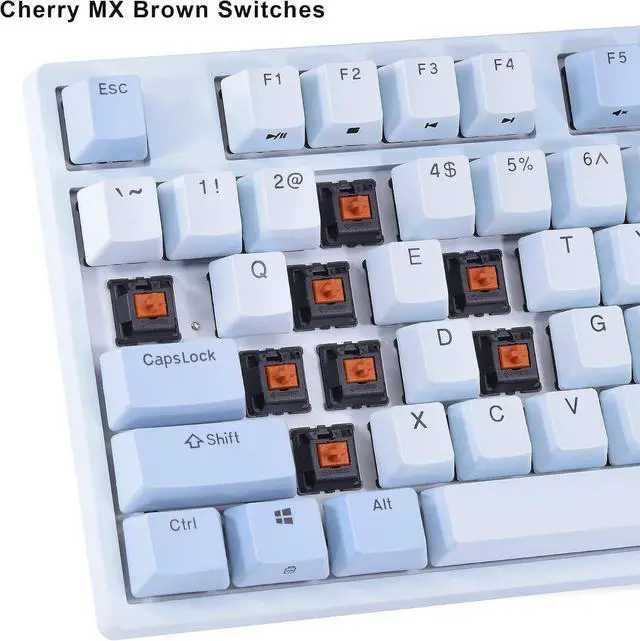 Alt view image 2 of 6 - DURGOD Taurus K320 TKL Mechanical Keyboard | 87 Keys Tenkeyless | USB C Wired | Doubleshot PBT Keycaps | Programmable Keys | NKRO Rollover | Windows & Mac (Haze BlueCherry Brown)