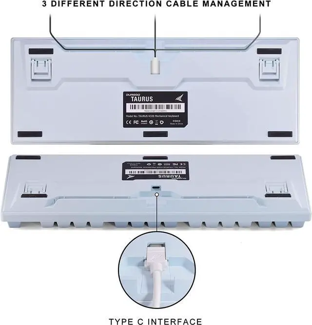 Alt view image 5 of 6 - Durgod Taurus K320 TKL Mechanical Keyboard | 87 Keys Tenkeyless | USB C Wired | Doubleshot PBT Keycaps | Programmable Keys | NKRO Rollover | Windows & Mac (Haze BlueCherry Red)