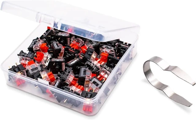 Alt view image 5 of 5 - OUTEMU Red Linear Switches, 3-pin 45g Force Dustproof Hot-Swappable Cherry MX Equivalent Switches for Mechanical Keyboard-Pack 32