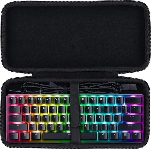 Main image of co2CREA Hard Travel Case for Razer Huntsman Mini Gaming Keyboard, Black | Portable Storage, Space For Keyboard And Accessories, Organized Interior, Secure Zipper