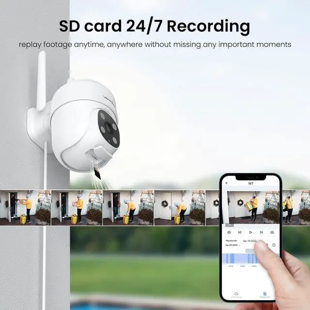 Alt view image 5 of 6 - 2K Security Cameras Wireless Outdoor-2.4G WiFi Home Security Cameras via Remote Control with Phone APP for 360° View, Color Night Vision, 24/7 SD Card Storage, Works with Alexa/Google Home