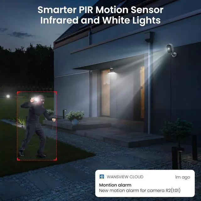 Alt view image 4 of 6 - GALAYOU Cameras for Home Security Outside-2K Battery Powered WiFi Surveillance Indoor/Outdoor, Security Cameras with Motion Siren, Color Night Vision Waterproof, Cloud/SD Storage 2.4Ghz WiFi