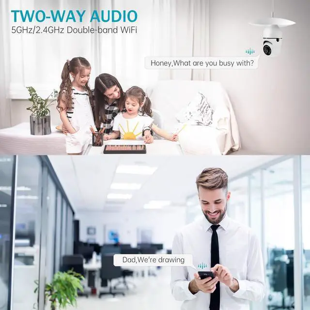 Alt view image 5 of 6 - Security Camera 2K Light Bulb Security Cameras Wireless Outdoor 2pcs- 2.4/5G Hz WiFi 360° Motion Detection Cameras for Home Security Outside Indoor,Full-Color Night Vision,Siren Alarm,Indoor Camera