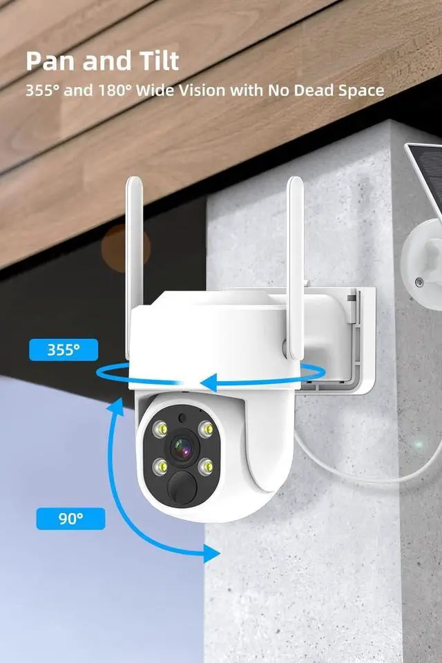 Alt view image 3 of 7 - Gadpiparty PTZ Security Cameras Wireless Outdoor Solar Powered with 10 inch Monitor, 10 CH 2K Wirefree Security Camera System with 6 Cameras Pan Tile 360 View Two Way Audio Colar Night Vision 64G Sto