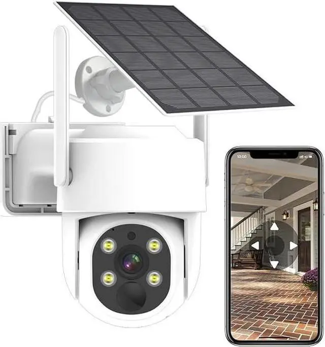 Alt view image 7 of 7 - Gadpiparty PTZ Security Cameras Wireless Outdoor Solar Powered with 10 inch Monitor, 10 CH 2K Wirefree Security Camera System with 6 Cameras Pan Tile 360 View Two Way Audio Colar Night Vision 64G Sto