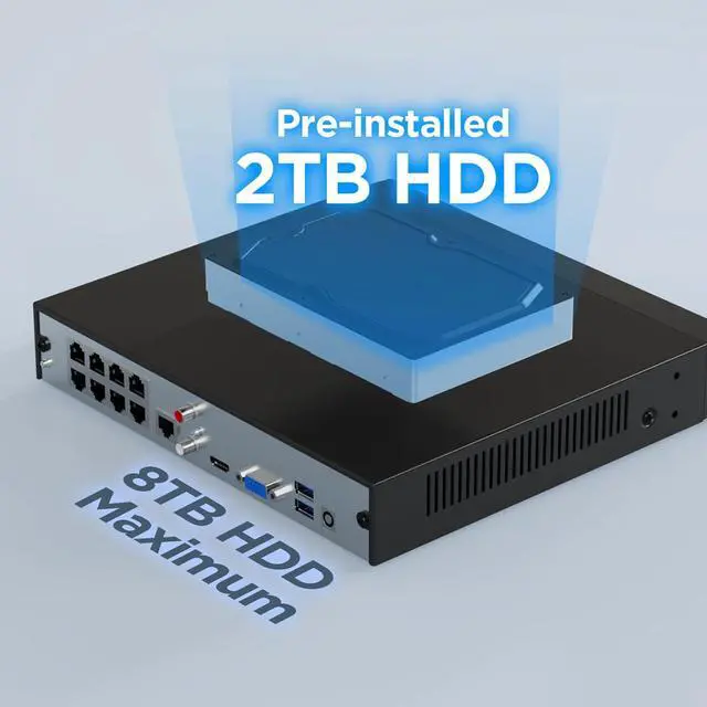 Alt view image 6 of 7 - Gadpiparty 8CH 4K PoE Security Camera Systems, 4K/8MP 8-Channel NVR w/ 2TB HDD, 4PCS Wired 8MP 2.8mm Smart Human Detection Outdoor Dome IP Cameras for Home Business 24/7 Audio Recording