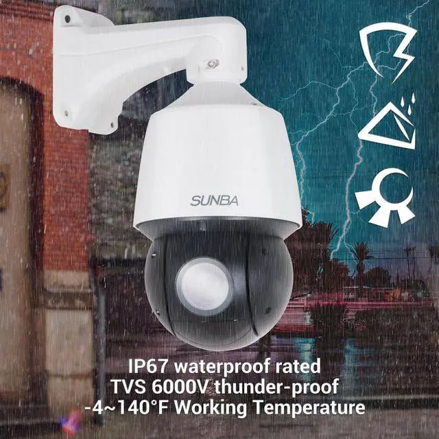 Alt view image 2 of 7 - SUNBA Auto Tracking PTZ Camera PoE+ Outdoor, 4MP 25X Optical Zoom Smart Security Dome, RTMP for YouTube Live Streaming, Two-Way Audio and Long Range Infrared Night Vision (P525, Performance Series)