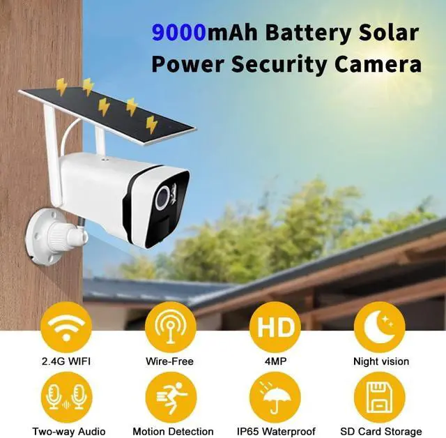 Alt view image 2 of 6 - Gadpiparty Solar Security Cameras Wireless Outdoor, 2K 4MP Solar Battery Powered Security Camera WiFi Security IP Camera with PIR Motion Detection, 2-Way Audio, Full Color Night Vision, with Solar Pa