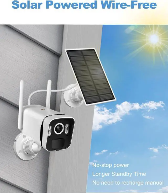 Alt view image 3 of 6 - Gadpiparty Solar Security Cameras Wireless Outdoor, 2K 4MP Solar Battery Powered Security Camera WiFi Security IP Camera with PIR Motion Detection, 2-Way Audio, Full Color Night Vision, with Solar Pa