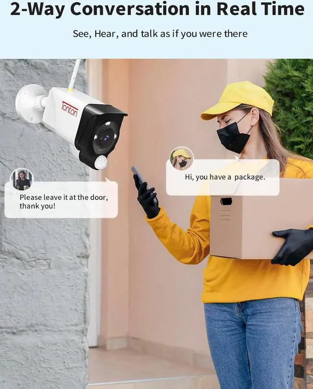 Alt view image 3 of 7 - [Add -on 3MP Camera] Tonton 3MP Ultra HD Wireless IP Network Camera Outdoor Indoor Security Camera with PIR Sensor, 2 Way Audio, Floodlight, Suitable for All of Tonton NVR and All in one Kits