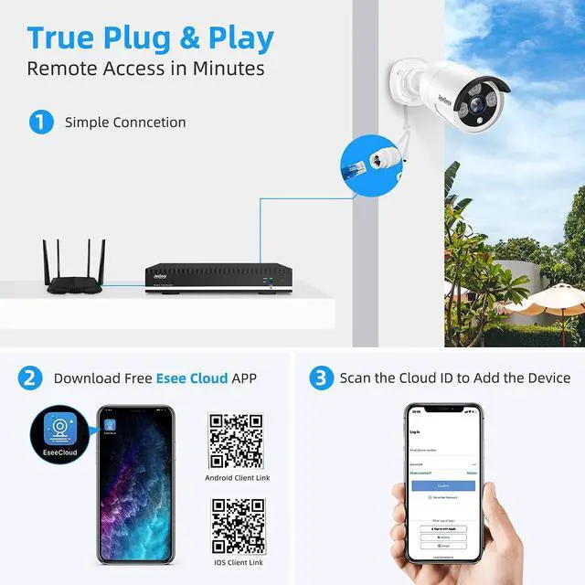 Alt view image 2 of 6 - Gadpiparty Home Security Camera System 4pcs 3MP HD POE IP Cameras Outdoor, 8CH 3MP POE NVR Kit with 1TB HDD, Wired CCTV Camera System Wired Only, Night Vision 24/7 Recording