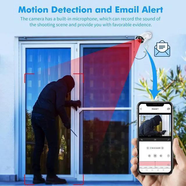 Alt view image 3 of 6 - Gadpiparty Home Security Camera System 4pcs 3MP HD POE IP Cameras Outdoor, 8CH 3MP POE NVR Kit with 1TB HDD, Wired CCTV Camera System Wired Only, Night Vision 24/7 Recording