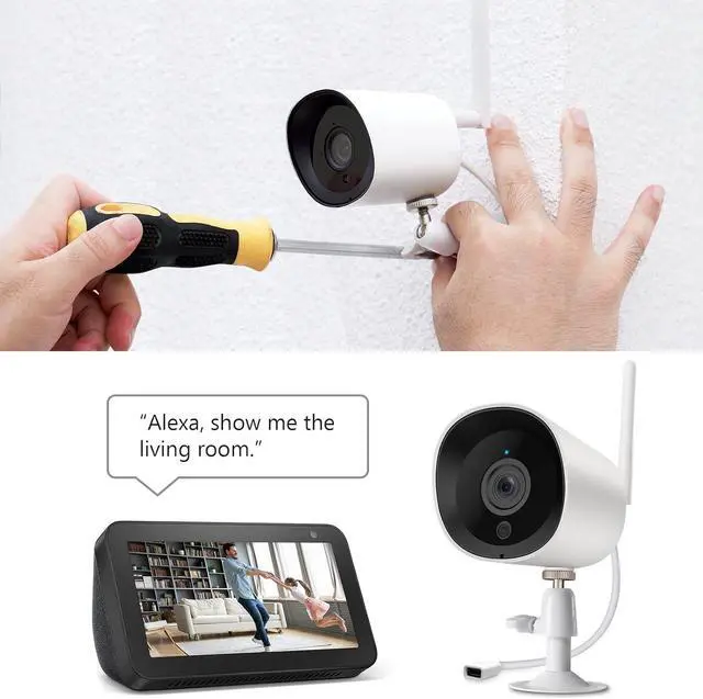 Alt view image 7 of 7 - Rraycom 4Pack Security Cameras Outdoor/Home, 2K/3MP FHD Wireless IP Camera(Plug-in) with Night Vision, Motion Detection,24/7 Live View Video,IP66 Waterproof,Cloud Storage,Compatible with Alexa
