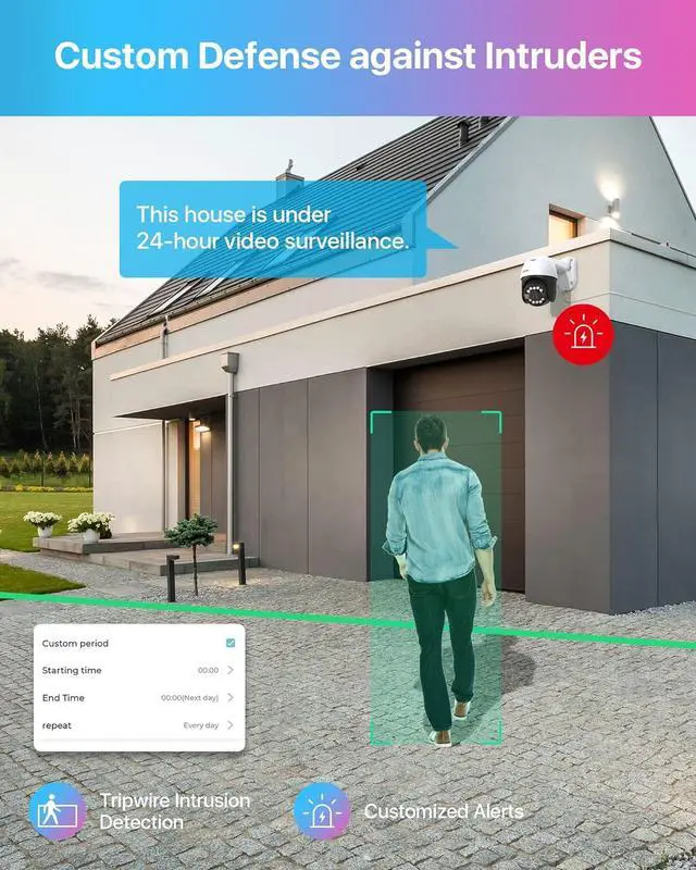 Alt view image 5 of 7 - ZOSI C296 5MP 3K Add-on PoE PT Camera Outdoor, AI Face Human Vehicle Detection, Starlight Night Vision, 2-Way Talk, Auto Track, Pan/Tilt, Only Compatible NVR