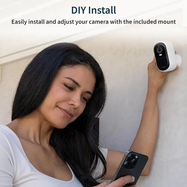 Alt view image 4 of 7 - Essential Wireless Security Camera, 2nd Generation - Outdoor & Indoor Wireless Camera with Integrated Spotlight, Color Night Vision, Motion Sensor & DIY Setup - White, 1 Pack, VMC3050