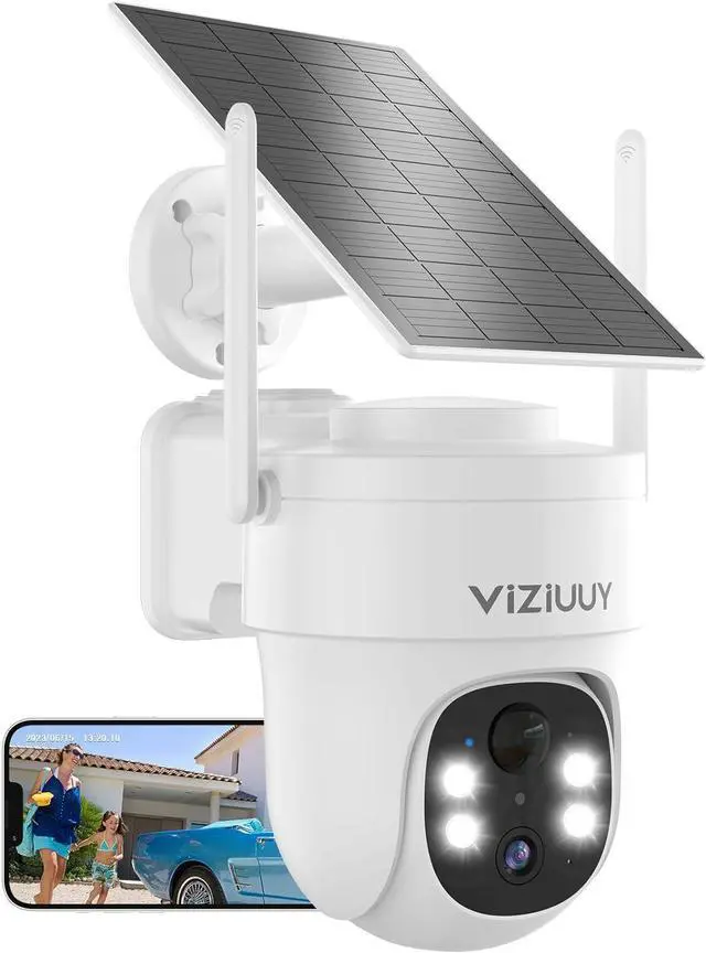 Main image of Solar Security Cameras Wireless Outdoor, 3MP Pan Tilt 360°WiFi Camera with Color Night Vision/PIR Sensor/2-Way Audio/Alexa/Google Assistant