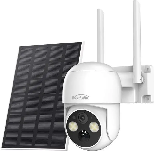 Main image of WOOLINK 4MP Solar Security Camera Wireless Outdoor, 2.5K Pan/Tilt Rechargeable Battery Powered Camera, 2.4GHz WiFi Camera for Home Security, Motion Detection, 2-Way Talk, Color Night Vision, Cloud/SD
