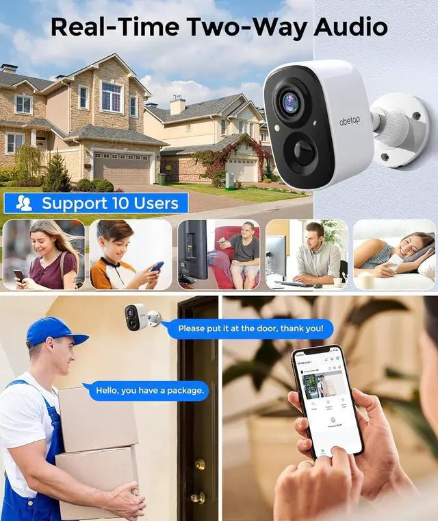 Alt view image 6 of 7 - Wireless Security Camera - Outdoor WiFi Security Cameras w/Color Night Vision, AI/PIR Detection, 2-Way Talk, Cloud/SD, Weatherproof, Battery Powered Outdoor Cameras for Home Security Outside