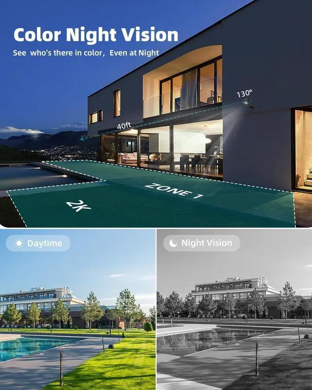 Alt view image 4 of 7 - ZUMIMALL Security Cameras Wireless Outdoor, 2 Packs, 2K Cameras for Home Security, Outdoor/Indoor Camera Battery Powered, 2.4G WiFi, Magnetic Mount,3MP Color Night Vision/Siren/PIR/AI/Cloud/Alexa