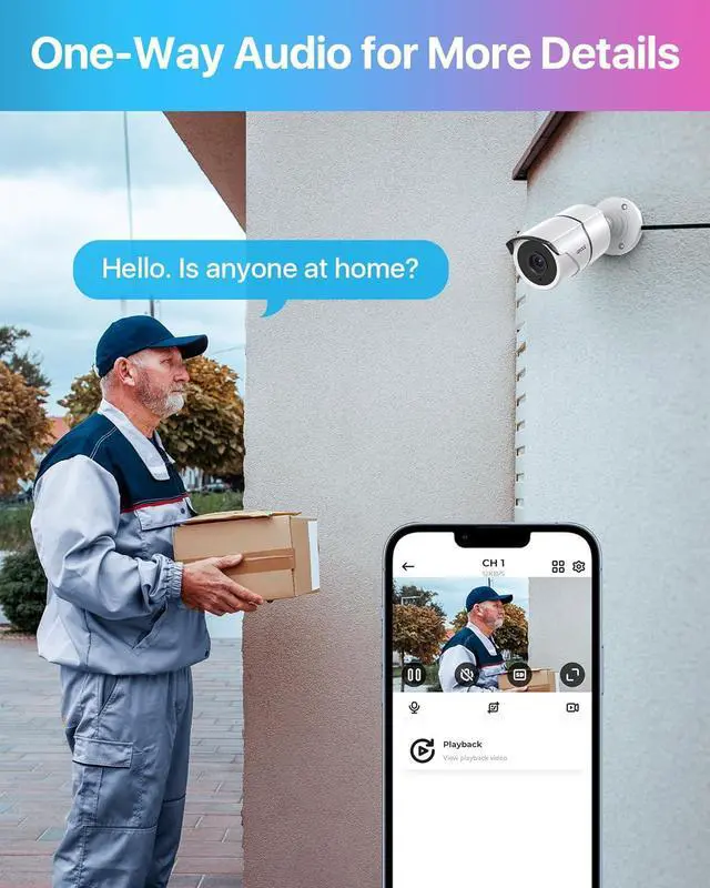 Alt view image 4 of 7 - ZOSI 2MP 1080P HD-TVI CCTV Home Security Camera with Audio, Built-in Mic, IP66 Weatherproof, Night Vision, Indoor Outdoor Surveillance Camera, Only Compatible for ZOSI 3K Lite Analog DVR - White