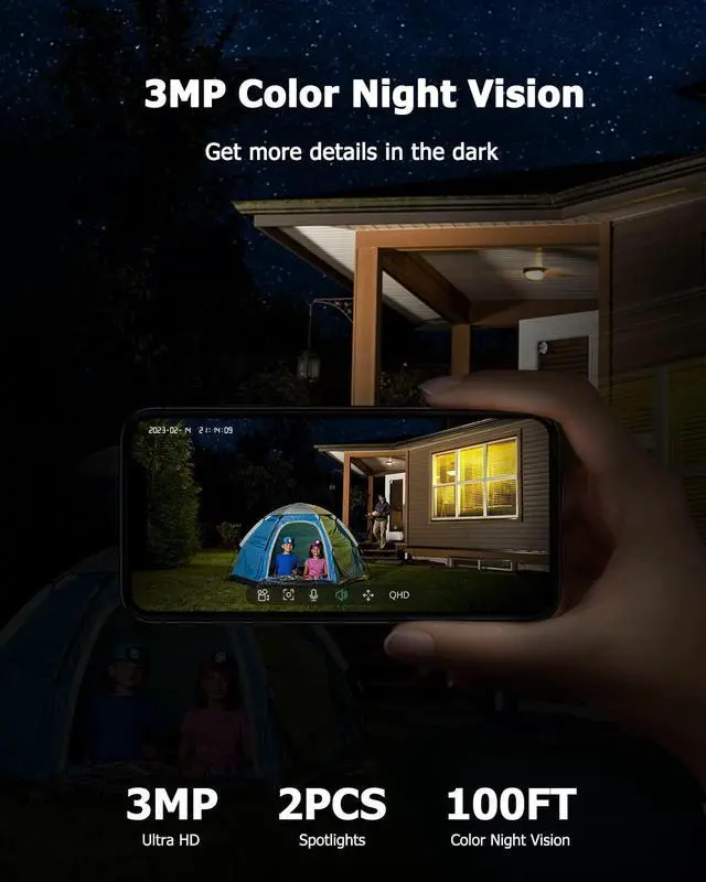 Alt view image 3 of 3 - Security Camera Wireless Outdoor, 2K Solar Security Camera and 5MP Solar Camera Outdoor Wireless, Battery Powered 360°PTZ Camera