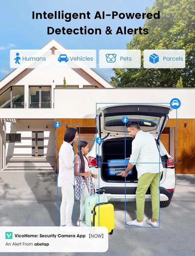 Alt view image 4 of 7 - Wireless Security Camera - Outdoor WiFi Security Cameras w/Color Night Vision, AI/PIR Detection, 2-Way Talk, Cloud/SD, Weatherproof, Solar Powered Outdoor Cameras for Home Security Outside