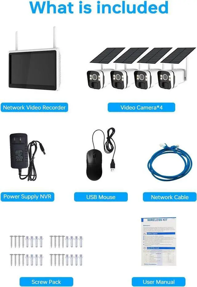 Alt view image 7 of 7 - Gadpiparty 2K Solar Security Cameras Wireless Outdoor WiFi with 10" Monitor, 10CH 4MP Wire-Free Camera System, 8PC Battery Powered Security Cameras for Home Security, Waterproof, Floodlight, 64G Stor