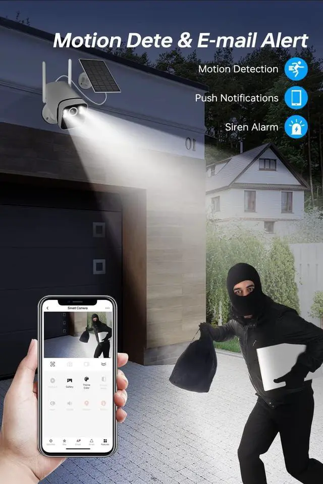 Alt view image 5 of 7 - Gadpiparty 2K Solar Security Cameras Wireless Outdoor WiFi with 10" Monitor, 10CH 4MP Wire-Free Camera System, 8PC Battery Powered Security Cameras for Home Security, Waterproof, Floodlight, 64G Stor