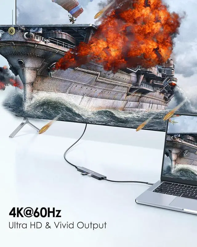 Alt view image 3 of 7 - LENTION 8-in-1 USB-C Hub with 4K 60Hz HDMI, 100W Power Delivery, 5Gbps USB C Data, 3 USB 3.0 and microSD & SD Card Reader for 2023-2016 MacBook Pro, New Mac Air/Surface, More (CB-CE18s, Space Gray)