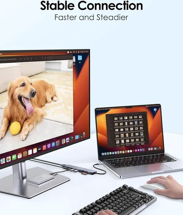 Alt view image 7 of 7 - LENTION 8-in-1 USB-C Hub with 4K 60Hz HDMI, 100W Power Delivery, 5Gbps USB C Data, 3 USB 3.0 and microSD & SD Card Reader for 2023-2016 MacBook Pro, New Mac Air/Surface, More (CB-CE18s, Space Gray)