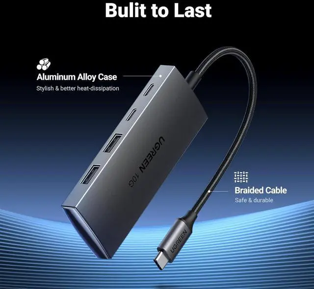 Alt view image 6 of 7 - UGREEN USB C Hub 10Gbps, 4 Ports USB C 3.2 Gen 2 Hub USB C Splitter, Type C 3.2 hub Expander with 2 USB A 3.2 and 2 USB C 3.2 Ports, Compatible with MacBook, Chromebook, iOS, Android