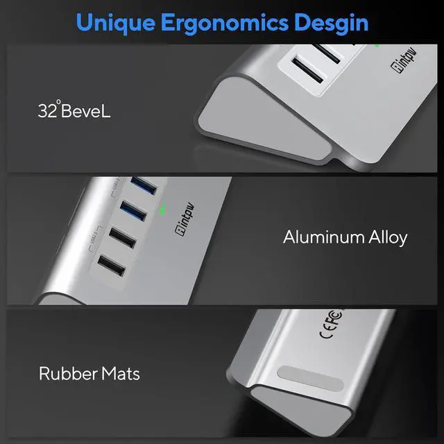 Alt view image 3 of 7 - USB C Hub, intpw 9-in-1 USB Hub for Laptop with 4K HDMI, PD 100W, USB-C and 2 USB A 3.0 5Gbps, 2 USB A 2.0, SD/TF Card Reader, Aluminum USB Hub for PC, iPhone, MacBook, iPad