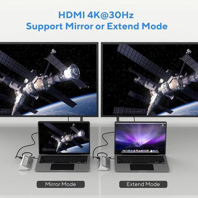 Alt view image 4 of 7 - USB C Hub, intpw 9-in-1 USB Hub for Laptop with 4K HDMI, PD 100W, USB-C and 2 USB A 3.0 5Gbps, 2 USB A 2.0, SD/TF Card Reader, Aluminum USB Hub for PC, iPhone, MacBook, iPad