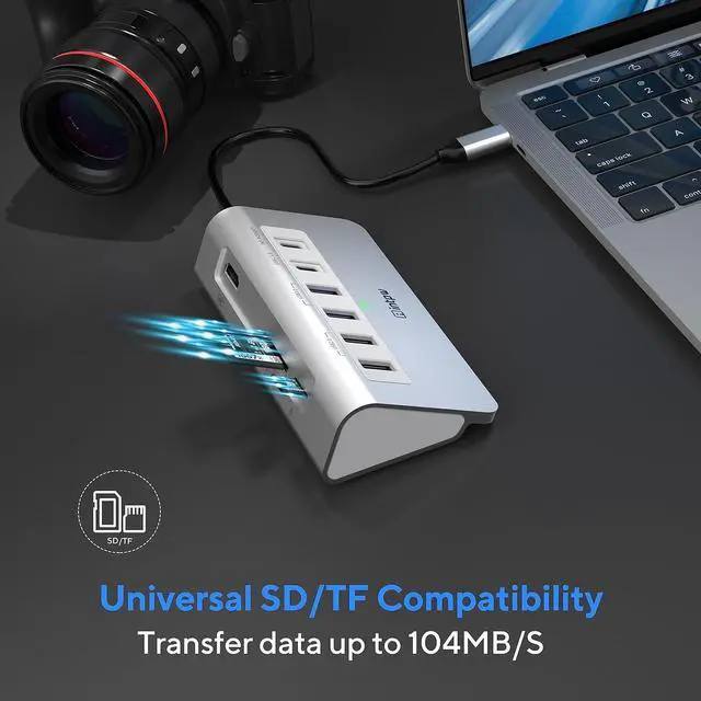 Alt view image 7 of 7 - USB C Hub, intpw 9-in-1 USB Hub for Laptop with 4K HDMI, PD 100W, USB-C and 2 USB A 3.0 5Gbps, 2 USB A 2.0, SD/TF Card Reader, Aluminum USB Hub for PC, iPhone, MacBook, iPad