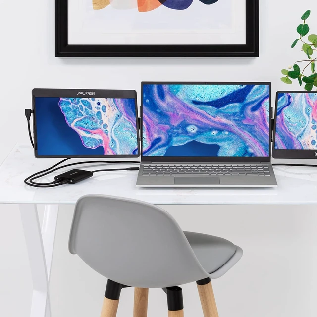 Alt view image 2 of 6 - SideTrak USB-C Adapter, Laptop Compatible, Multi Charging, Travel Friendly, USB Type C with Pass-Through Power, Black, Compatible with SideTrak Solo and Swivel Triple Screen Monitors