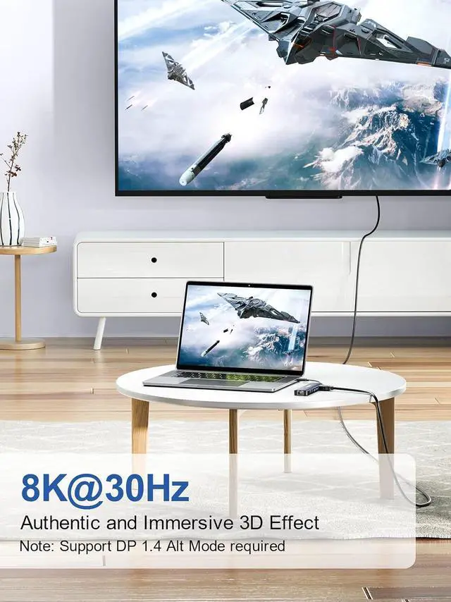Alt view image 3 of 7 - USB C Hub, USB C to 8K@30Hz HDMI Multiport Adapter, Dockteck 6 in 1 USB-C Dongle with 8K HDMI, USB-C and 2 USB-A 5 Gbps Data Ports, 100W PD, 1Gbps Ethernet for MacBook Pro Air HP XPS and More