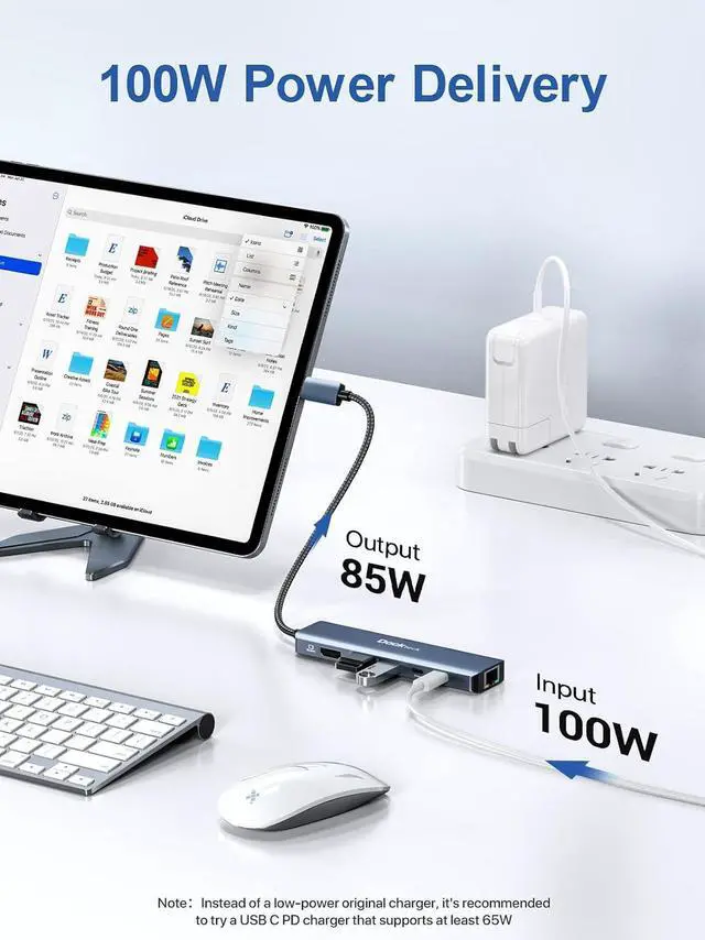 Alt view image 5 of 7 - USB C Hub, USB C to 8K@30Hz HDMI Multiport Adapter, Dockteck 6 in 1 USB-C Dongle with 8K HDMI, USB-C and 2 USB-A 5 Gbps Data Ports, 100W PD, 1Gbps Ethernet for MacBook Pro Air HP XPS and More